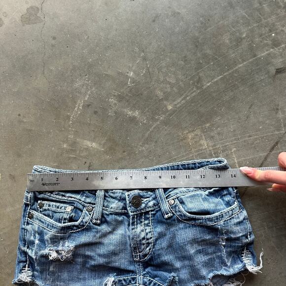 Buckle BKE Denim Starlite Jean Shorts Women's Blue Stretch Cutoff Distressed - Picture 8 of 11